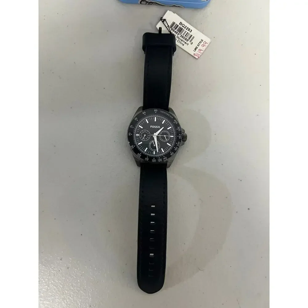 Fossil BQ2293 Chronograph Black Leather Strap Men's Wrist Watch